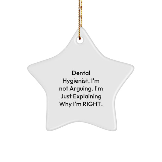 Gifts from Friends to Dental Hygienist, Funny Quote Christmas Star Ornament, Unique Star Shaped Decoration for the Office - Image 1