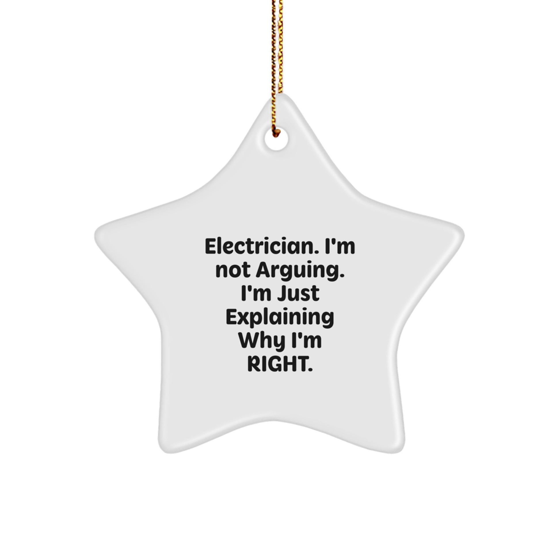 Gifts from Men for Electrician Coworkers Unique Christmas Star Ornaments, Funny 'I'm Not Arguing. I'm Just Explaining Why I'm Right.' - Image 1