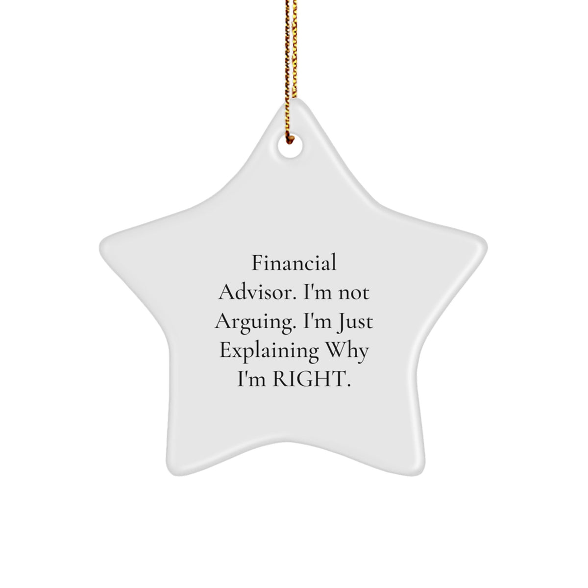 Funny Financial Advisor Gifts, Christmas Star Ornament Presents for Men, Women, or Friends - 'I'm Not Arguing. I'm Just Explaining Why I'm Right.' - Image 1