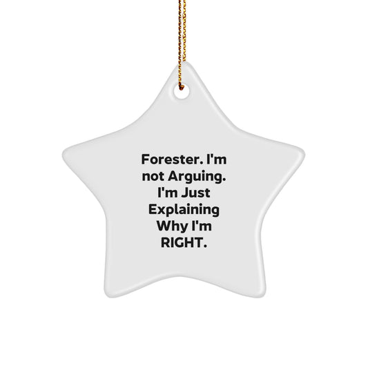 Funny Forester Gifts for Men, Star Ornament with 'I'm Not Arguing. I'm Just Explaining Why I'm Right.' Quote, Unique Christmas Unique Gifts from Friends to Family - Image 1