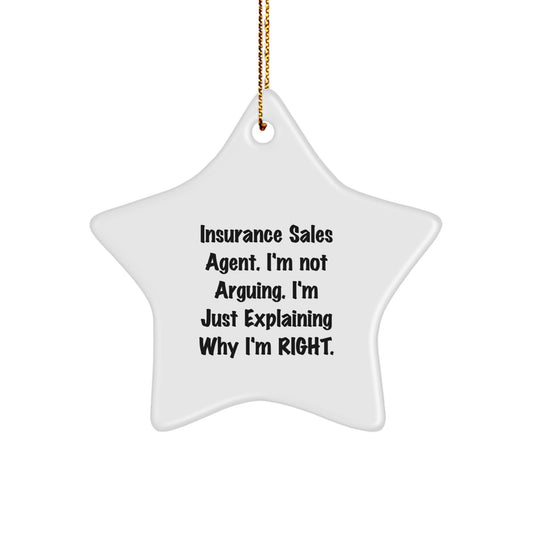 Funny Insurance Sales Agent Gifts from Friends for Christmas Unique Decorations Star Ornament - Image 1