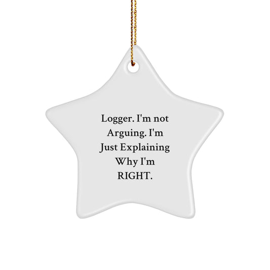 Funny Logger Star Ornament Gifts for Logger Friends from Men, Unique Christmas Unique Gifts for Friends, Logger Star Ornament Decorations - Image 1