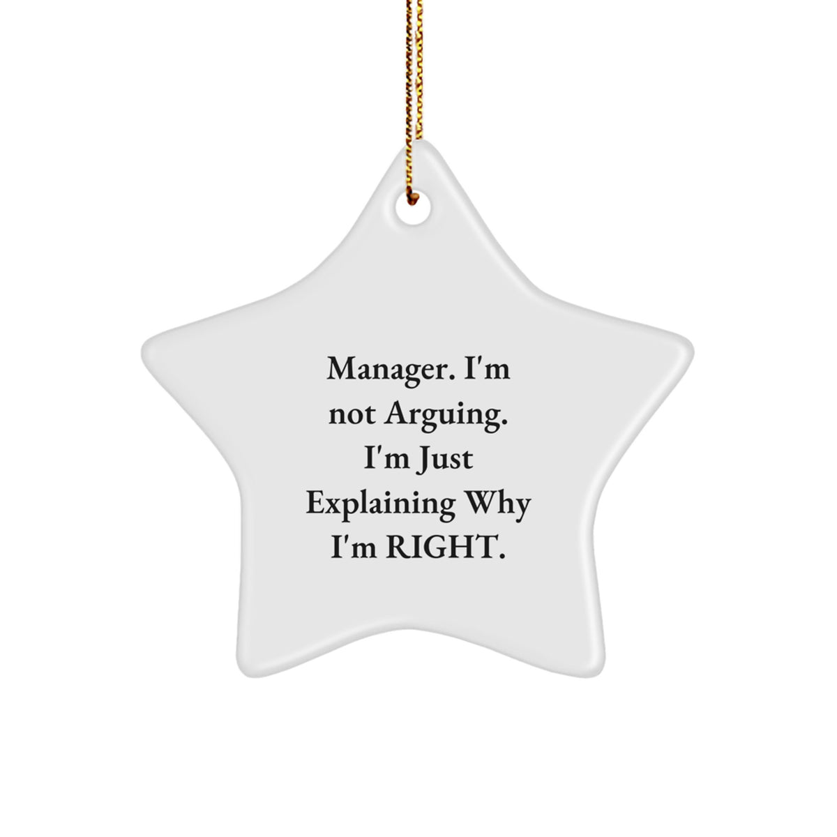 Funny Manager Gifts from Friends - Manager Star Ornament, 'Manager I'm Not Arguing I'm Just Explaining Why I'm Right', Christmas Star Decorations - Image 1