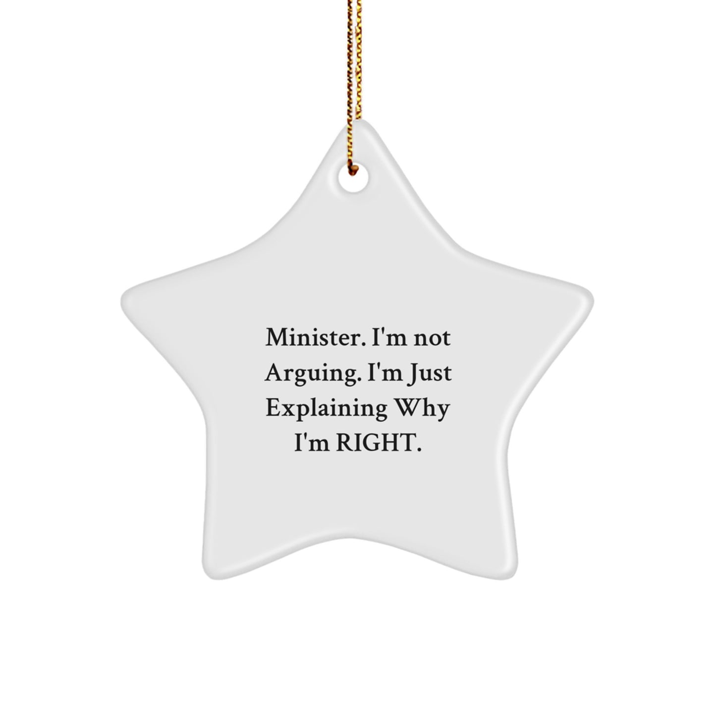 Funny Minister Gifts, Christmas Star Ornament, Inspirational Minister Quotes - Gifts from Men to Minister - Image 1