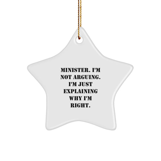 Funny Minister Gifts, Unique Star Ornament for Minister, Christmas Unique Gifts from Friends - Image 1