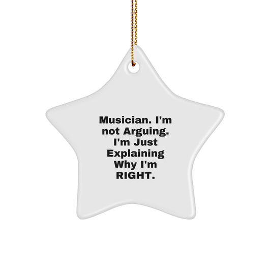 Funny Musician Gifts from Friends - Star Ornament 'I'm Not Arguing' - Unique Christmas Decorations for Musician Men Women - Image 1
