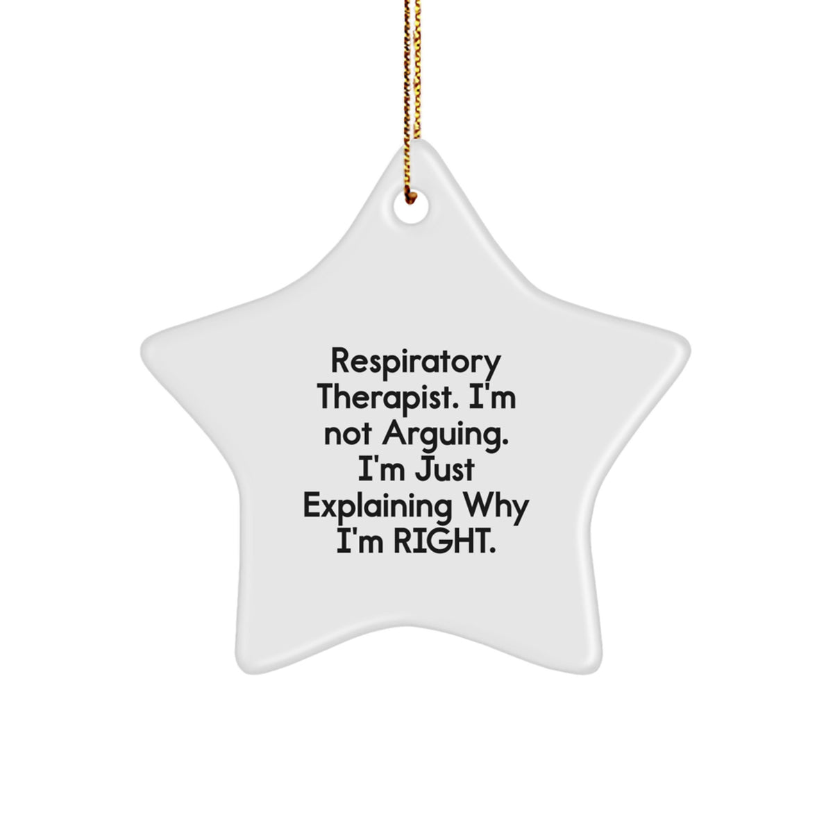 Funny Respiratory Therapist Star Ornament Gifts from Friends and Family for Christmas Unique Decorations Respiratory Therapist I'm Not Arguing. I'm Just Explaining Why I'm Right. - Image 1
