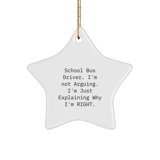 Funny School Bus Driver Gifts from Friends, School Bus Driver Humor Star Ornament for Men, Christmas Unique Gifts for School Bus Driver - Image 1