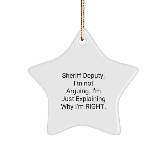 Funny Sheriff Deputy Gifts from Friends, Christmas Unique Star Ornaments for Sheriff Deputy, Sheriff Deputy Christmas Decorations with Inspirational Quote - Image 1