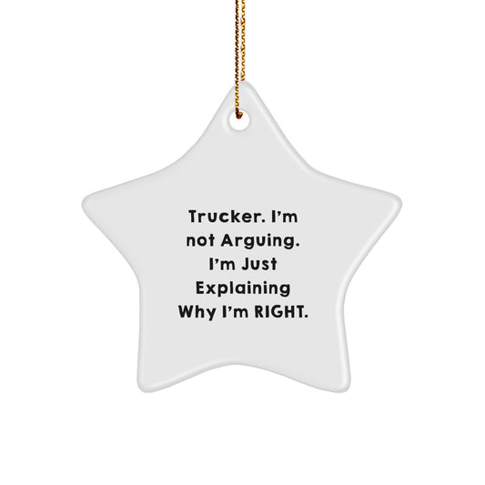 Funny Trucker Star Ornament Gifts from Friends for Husband, Perfect for Christmas Unique Presents - Image 1