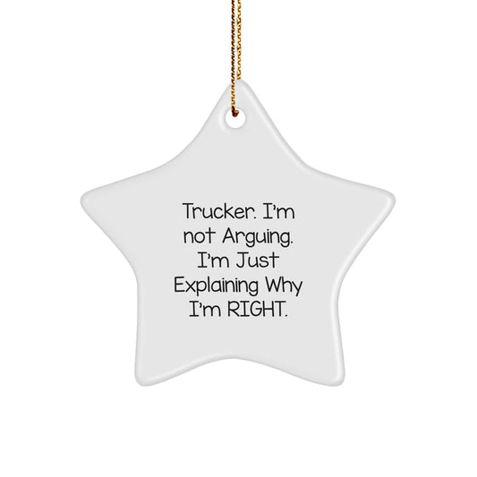 Funny Trucker Gifts from Friends, Star Ornament for Men and Women with Inspirational Quote, Unique Christmas Decorations - Image 1