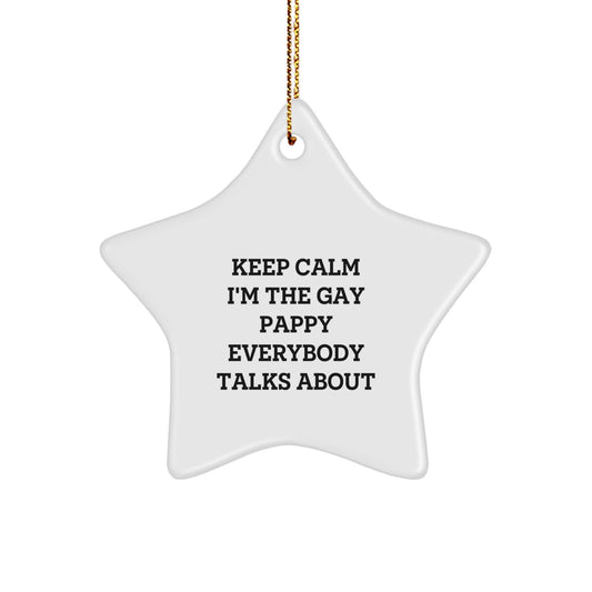 Funny Pappy Gifts from Men to Christmas Unique Star Ornaments, Keep Calm Star Shaped Decorations - Image 1