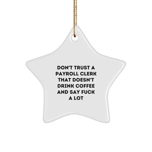 Payroll Clerk Star Ornament Idea for Coworkers Christmas Gift - Image 1