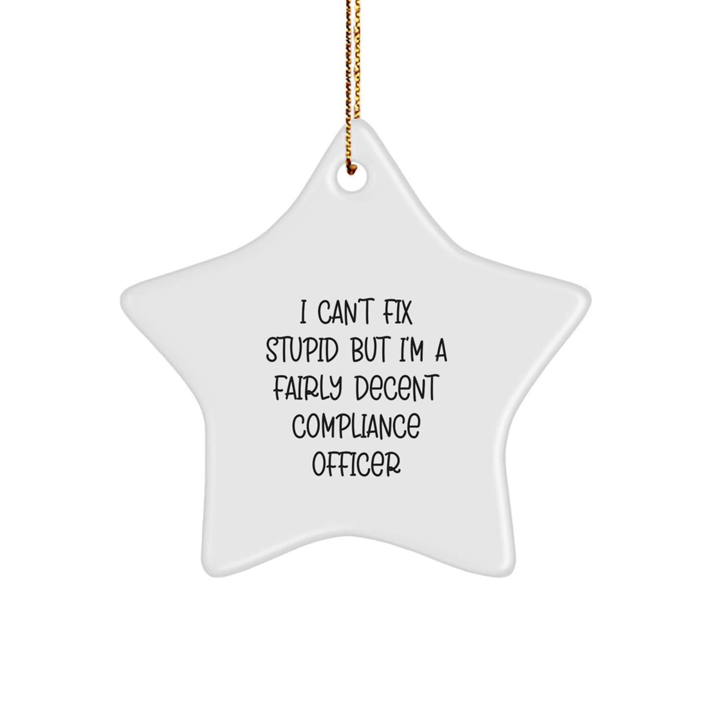 Funny Compliance Officer Star Ornament Gifts from Friends for Men and Women - I Can't Fix Stupid but I'm A Decent Compliance Officer Christmas Unique Gifts - Image 1