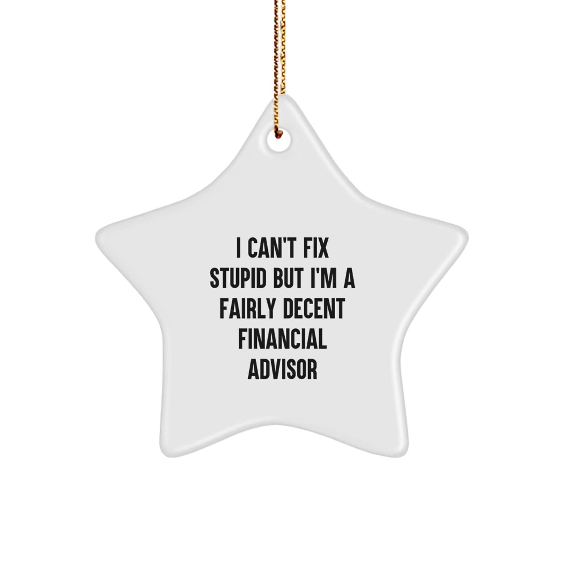 Funny Financial Advisor Star Ornament Gifts from Friends for Men, Women, Coworkers, Family - I Can't Fix Stupid But I'm A Fairly Decent Financial Advisor - Image 1