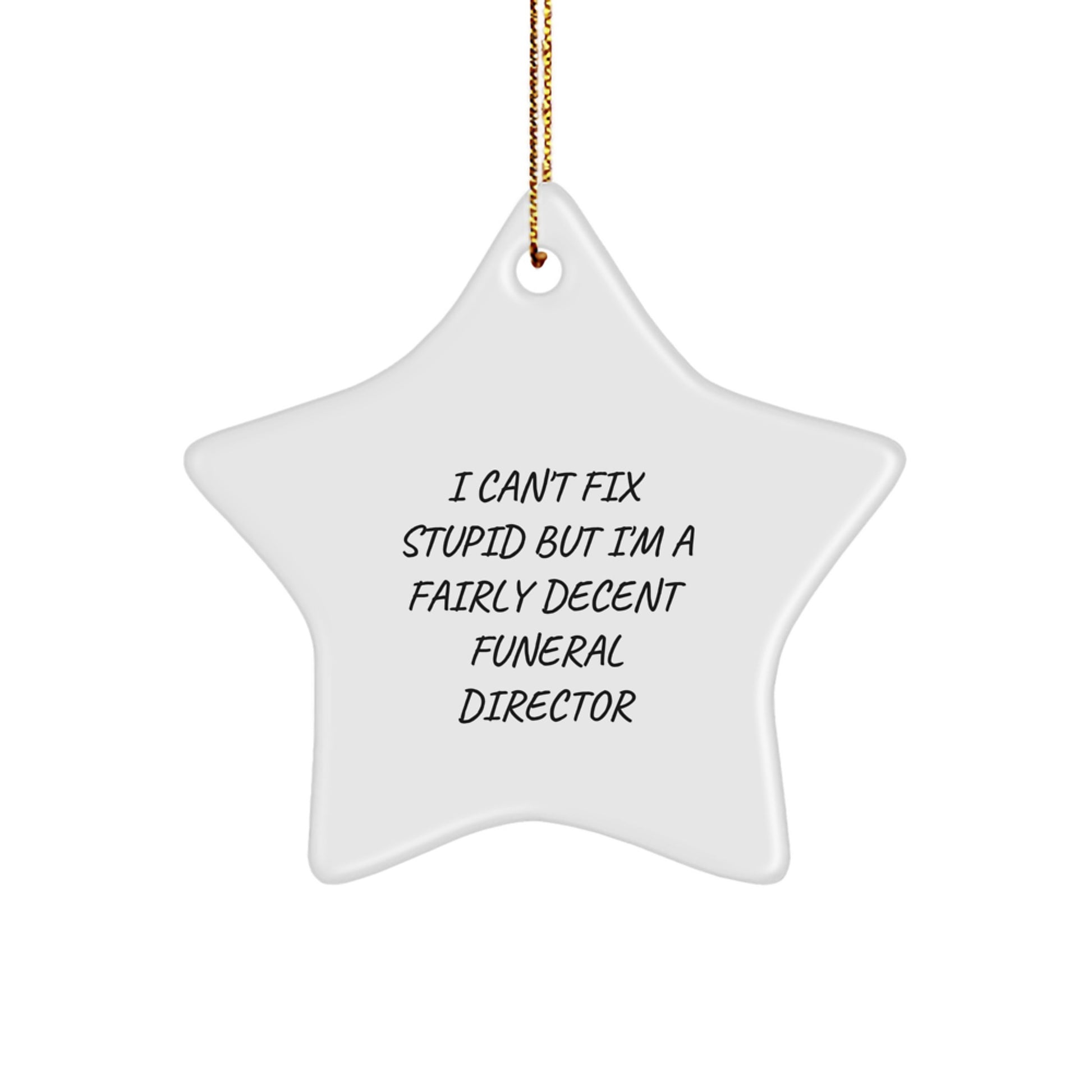 Funny Funeral Director Gifts from Men for Christmas Unique Star Ornament I Can't Fix Stupid But I'm A Fairly Decent Funeral Director - Image 1