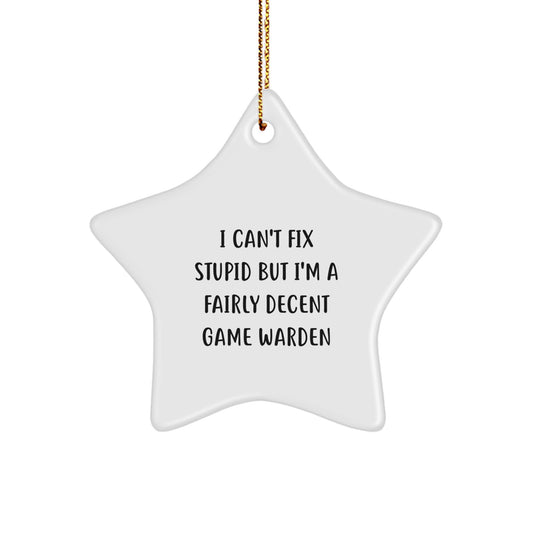 Funny Game Warden Star Ornament Gifts from Men to Game Wardens, Unique Christmas Decorations - Image 1