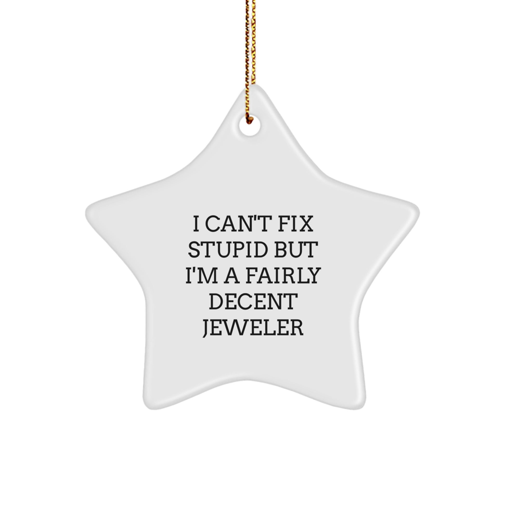 Funny Jeweler Gifts from Friends for Men, Women, Coworkers, Family - Star Ornament with I Can't Fix Stupid - Image 1
