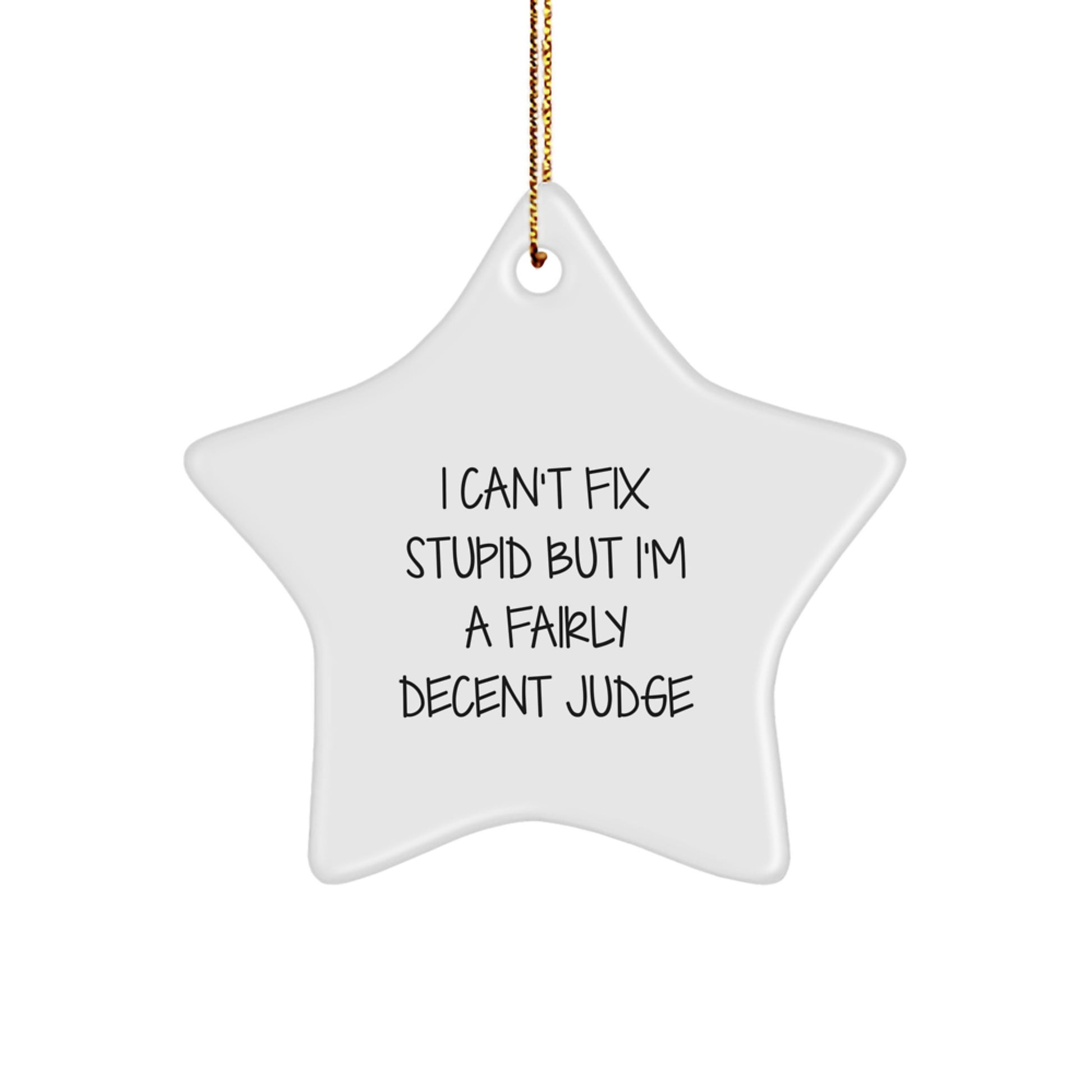 Funny Judge Gifts for Men - I Can't Fix Stupid Star Ornament, Christmas Unique Gifts from Friends, Unique Judge Decorations - Image 1