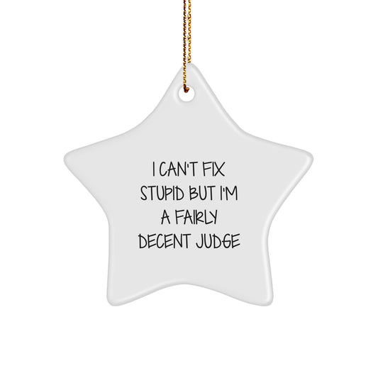 Funny Judge Gifts for Men - I Can't Fix Stupid Star Ornament, Christmas Unique Gifts from Friends, Unique Judge Decorations - Image 1