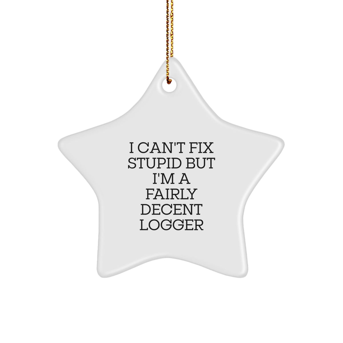 Logger Keepsake Christmas Unique Gift for Him Star Ornament Bright White - Image 1