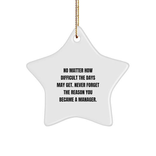 Inspirational Manager Gifts from Friends, Coworkers, or Family - Christmas Unique Star Ornament - Never Forget the Reason You Became a Manager, Funny Quote for Office Decoration - Image 1