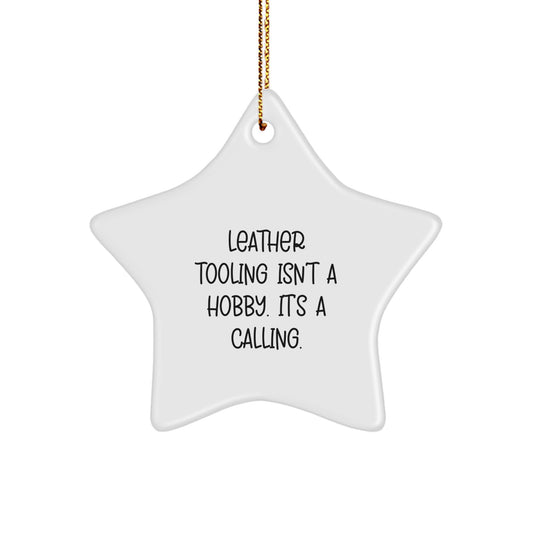 Handmade Leather Tooling Star Ornaments Gifts from Family Friends Coworkers Men Women - Image 1