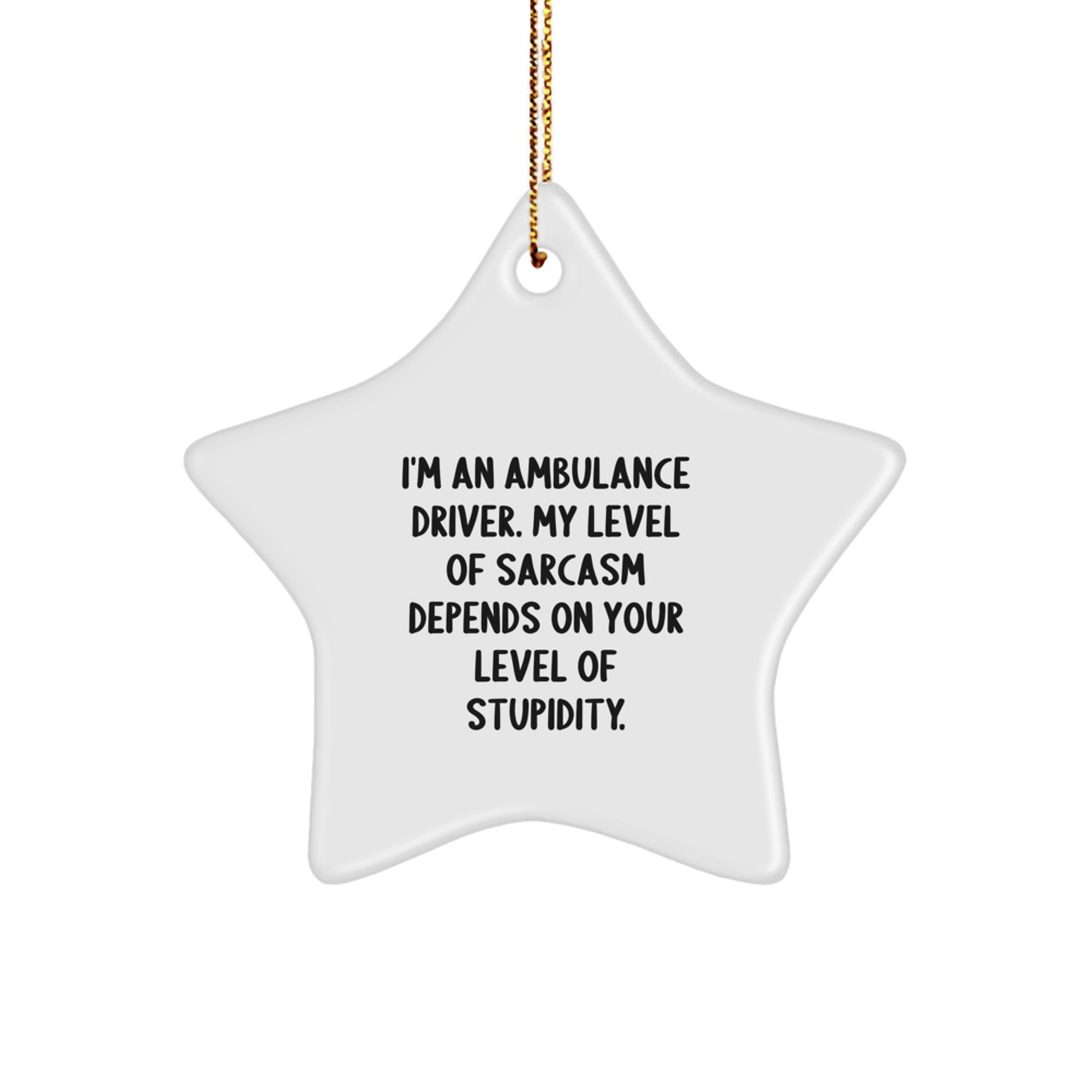 Gifts from Ambulance Drivers - Ambulance Driver Gifts for Men with Funny Star Ornament, Ambulance Driver Christmas Unique Decorations - White Star Shaped - Image 1