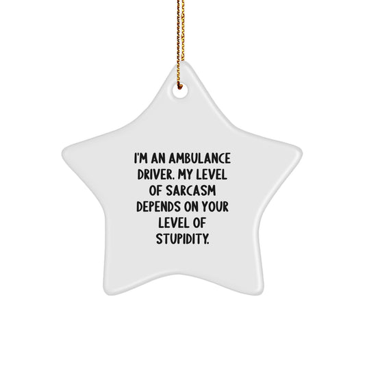 Gifts from Ambulance Drivers - Ambulance Driver Gifts for Men with Funny Star Ornament, Ambulance Driver Christmas Unique Decorations - White Star Shaped - Image 1