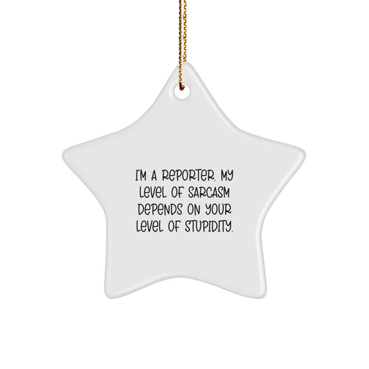 Reporter Keepsake Christmas Unique Gift for Him – Sarcastic Star Ornament - Image 1
