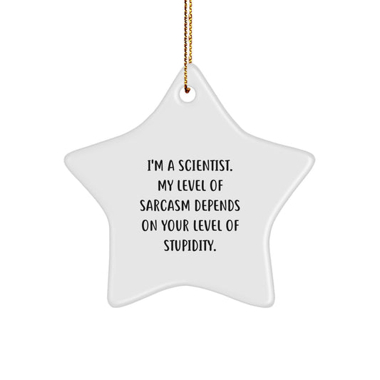 Funny Scientist Gifts for Men - I'm A Scientist Sarcasm Level Star Ornament, Gifts from Men, Gifts for Scientist, Christmas Unique Gifts - Image 1