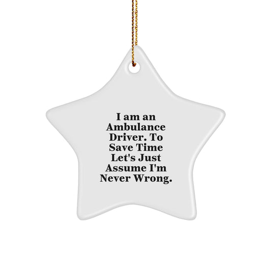 Funny Ambulance Driver Gifts from Men Christmas Unique Star Ornament for Ambulance Driver Friends - Image 1