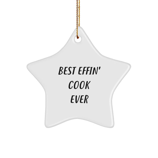 Funny Cook Gifts from Friends for the Best Effin' Cook Ever Star Ornament with Christmas Theme - Image 1