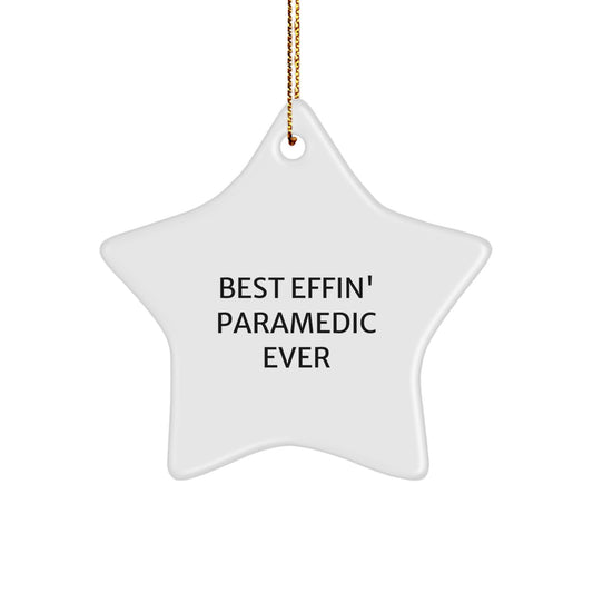 Funny Rescue Worker Gift for Christmas Unique Star Ornament, Gifts from Men to Rescue Worker Friends and Family, Best Effin' Rescue Worker Ever Star Decoration - Image 1