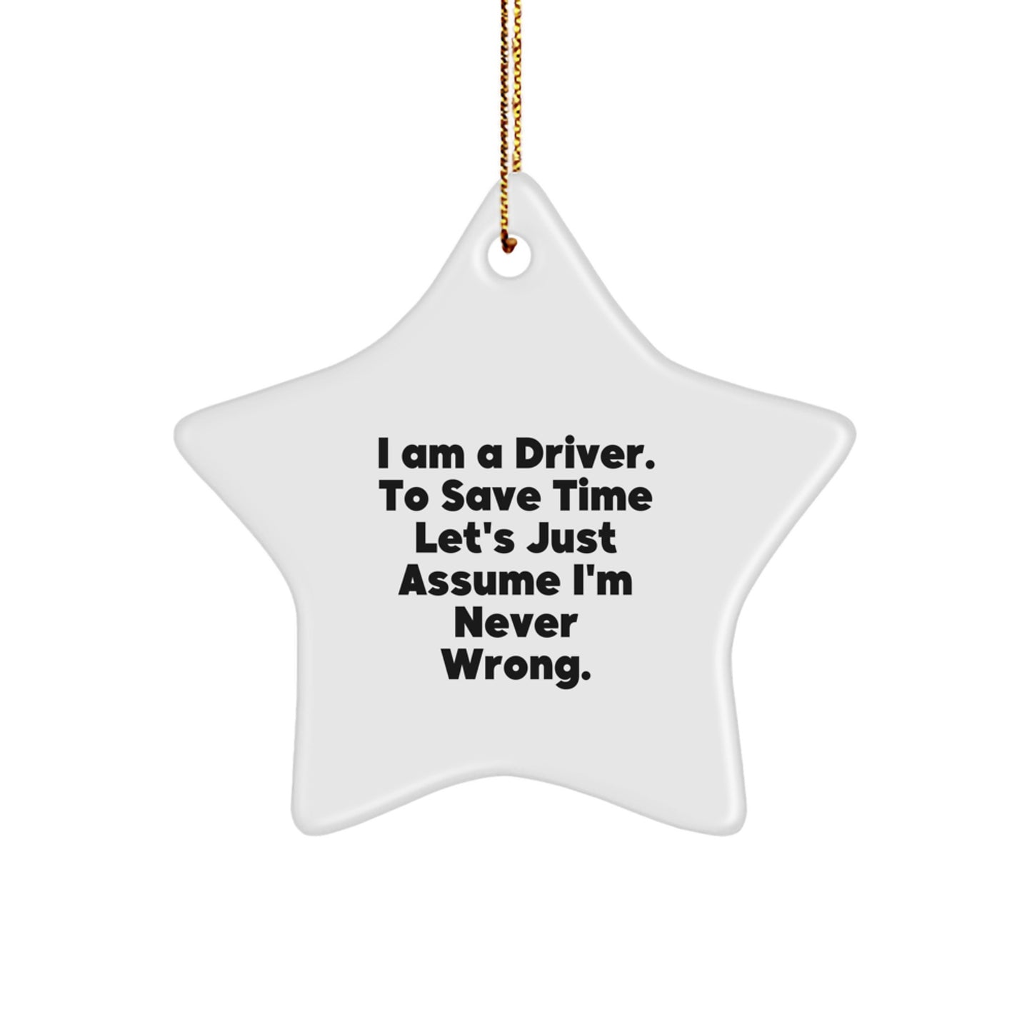 Funny Driver Star Ornament Gifts from Friends to Men with Gold Cord for Christmas Unique Presents - Image 1