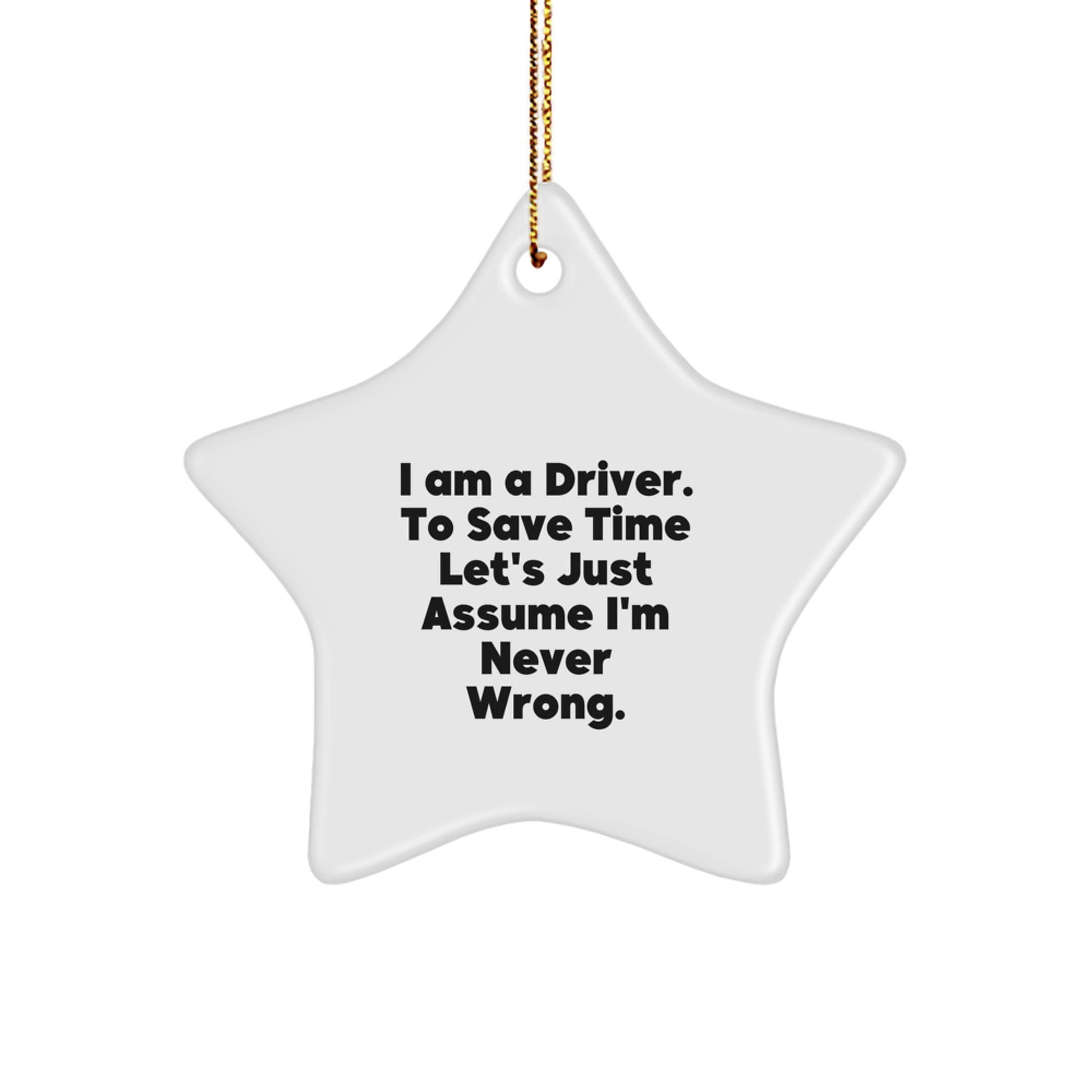 Funny Driver Star Ornament Gifts from Friends to Men with Gold Cord for Christmas Unique Presents - Image 1