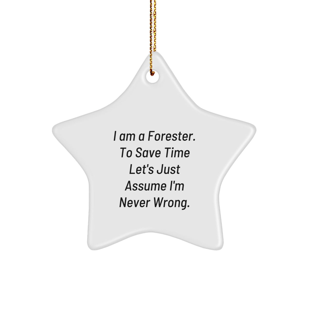 Funny Forester Star Ornament Gifts from Friends for Men - White Star Shaped MDF with Glossy Finish, Sublimation Printed, Ready to Hang - Image 1