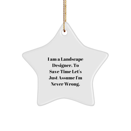 Funny Landscape Designer Star Ornament Gifts from Friends to Friends, Holiday Unique Gifts for Men Women Coworkers, Landscape Designer Christmas Star Ornament - Image 1