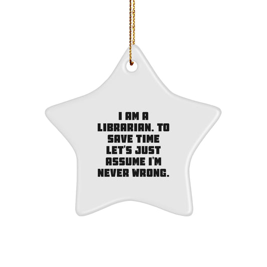 Funny Librarian Gifts from Friends, Inspirational Star Ornament for Librarian, Christmas Unique Gifts for Her - Image 1