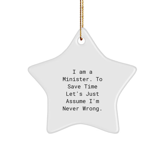 Funny Minister Gifts for Men - Gifts from Friends with Inspirational Star Ornament, I Am A Minister Humor Christmas Unique Gifts - Image 1