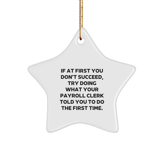 Funny Payroll Clerk Gifts from Coworkers for Christmas Unique Star Ornament, Payroll Clerk Humor, Funny Star Ornament, Funny Christmas Unique Gifts for Coworkers - Image 1
