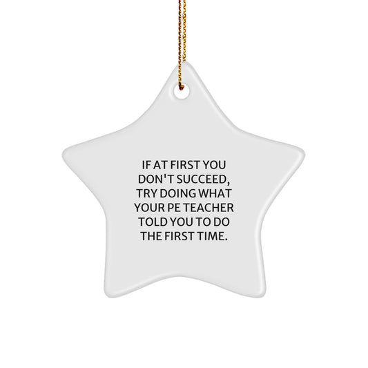 Funny PE Teacher Gifts from Men - Star Ornament for PE Teacher, Inspirational Motivational Quote - Christmas Unique Gifts for Friends, Coworkers, Family - Image 1
