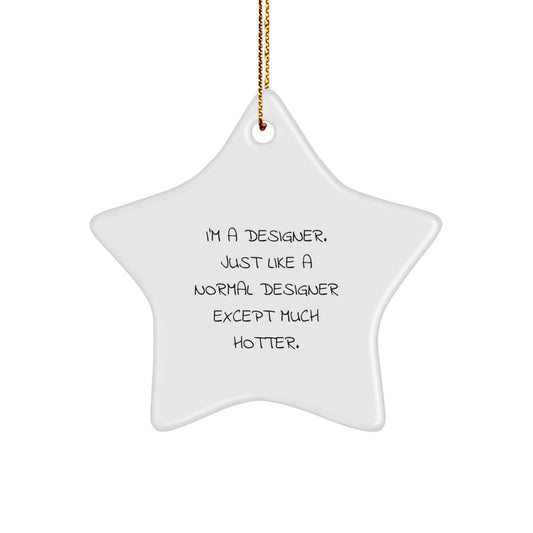 Funny Designer Star Ornament with White Color and Gold Cord for Christmas Unique Gifts from Family to Friends - Image 1