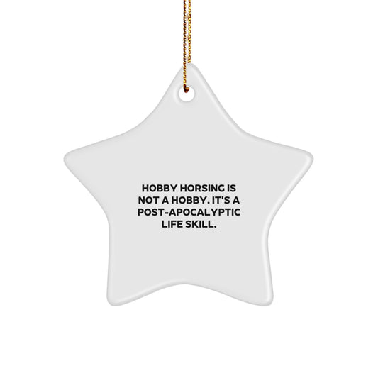 Funny Hobby Horsing Star Ornaments Gifts from Men for Women Friends Family - White Star Shaped Christmas Unique Gifts - Image 1