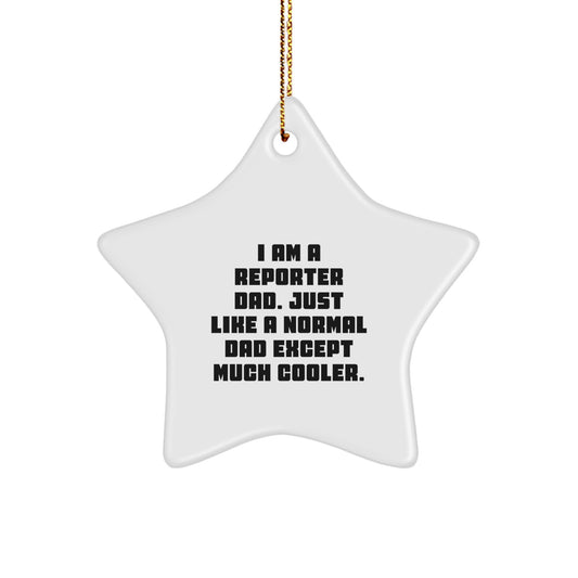 Funny Reporter Star Ornament for Dad, Ideal Gifts from Men to Men, Christmas Unique Gifts for Reporter, Star Shaped Decorations - Image 1
