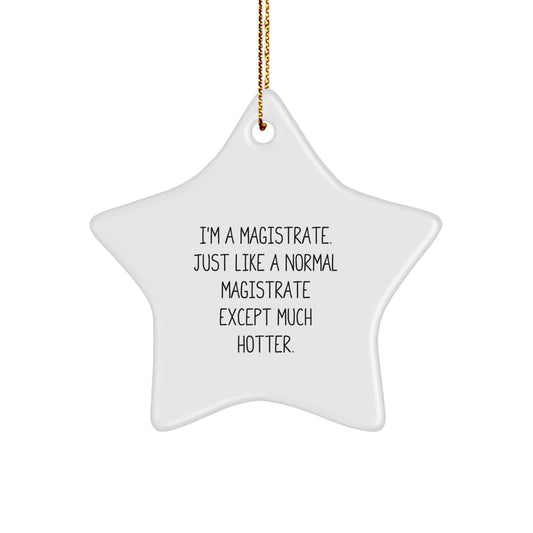 Funny Magistrate Star Ornament Gifts from Friends for Magistrate Men - I'm A Magistrate. Just Like A Normal Magistrate Except Much Hotter. Christmas Unique Star Decorations - Image 1