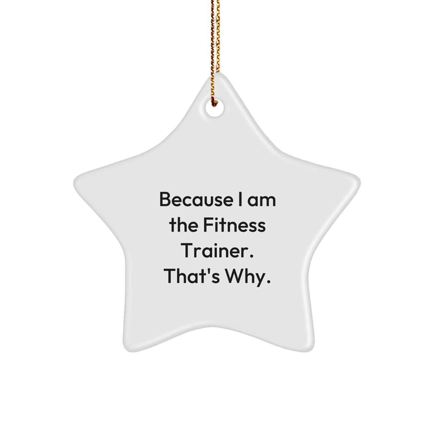 Funny Fitness Trainer Star Ornament Gifts from Friends for Men Women Coworkers Family 'Because I Am The Fitness Trainer. That's Why.' - Image 1