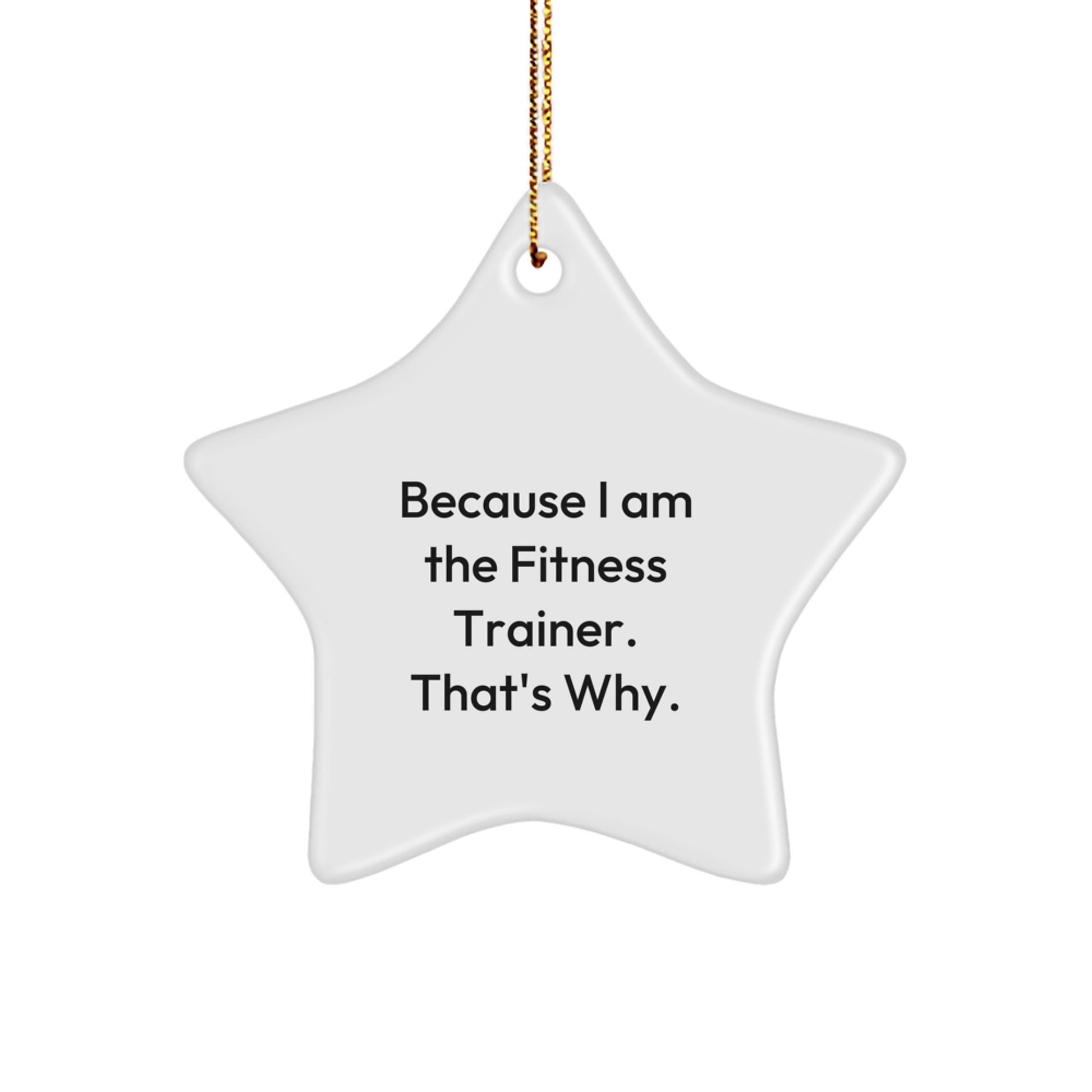 Funny Fitness Trainer Star Ornament Gifts from Friends for Men Women Coworkers Family 'Because I Am The Fitness Trainer. That's Why.' - Image 1