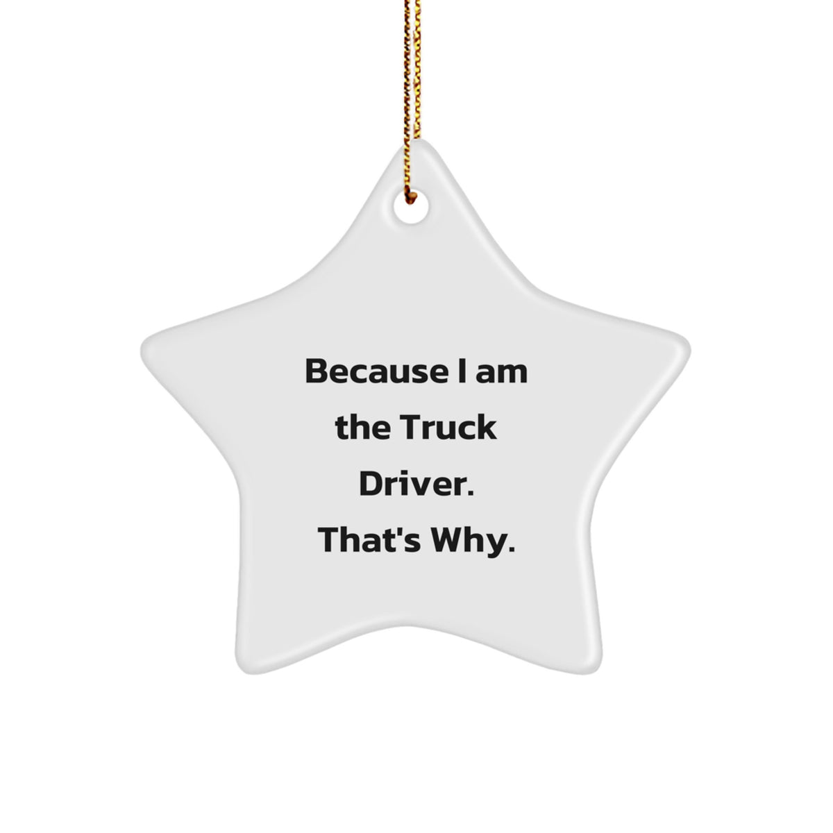 Funny Truck Driver Gifts for Men - Because I Am The Truck Driver. That's Why. Christmas Star Ornament from Friends, Family, or Coworkers - Image 1