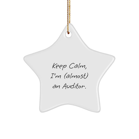 Funny Auditor Gifts from Men to Keep Calm I'm almost An Auditor Star Ornament Christmas Unique Gifts - Image 1